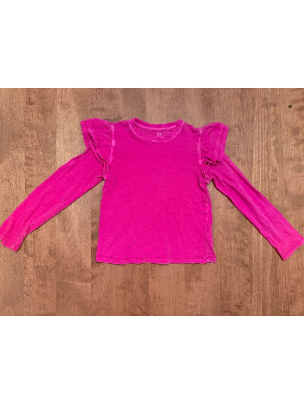 Vineyard Vines Girl's Surftee Longsleeved Pink Ruffled Shirt Size Medium